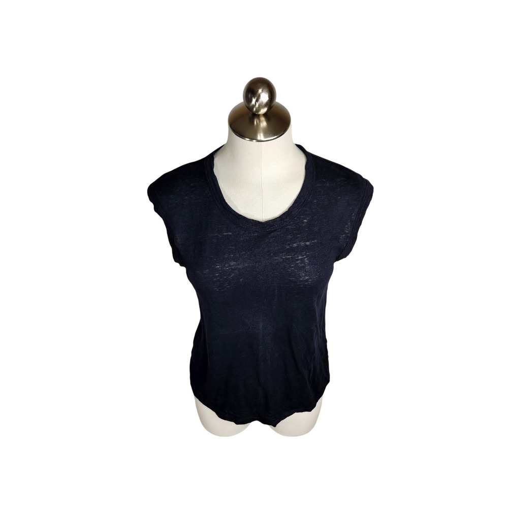 Vince 100% Linen Sleeveless Muscle Tee Womens Medium Blue Classic Layering Top